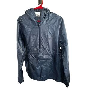 Vintage  Izod Lacoste Alligator Windbreaker  Jacket Navy blue Half Zip Hood M
